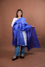 Load image into Gallery viewer, Royal Blue Plain Silk Dupatta with Soft Natural Sheen