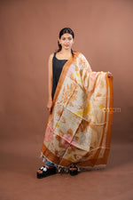 Load image into Gallery viewer, Beige Slub Dupatta with Warm Floral Digital Print