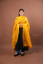 Load image into Gallery viewer, Mustard Yellow Plain Silk Dupatta with Soft Natural Sheen
