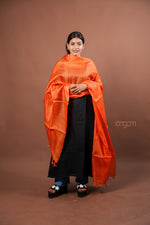 Load image into Gallery viewer, Bright Orange Plain Silk Dupatta with Soft Elegant Sheen