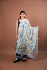Load image into Gallery viewer, Ivory Silk Dupatta with Soft Blue Floral Digital Print