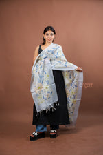 Load image into Gallery viewer, Ivory Silk Dupatta with Soft Blue Floral Digital Print