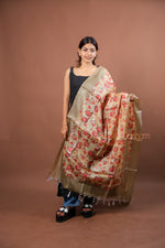 Load image into Gallery viewer, Beige Silk Dupatta with Red Floral Digital Print and Soft Texture