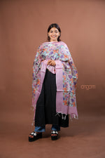 Load image into Gallery viewer, Lavender Silk Dupatta with Multicolor Floral Digital Print Elegant Contemporary Design