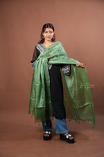 Load image into Gallery viewer, Sea Green Plain Silk Dupatta with Soft Sheen Elegant Everyday Wear Design