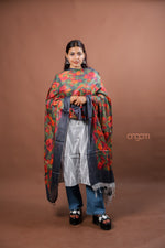 Load image into Gallery viewer, Olive Green Silk Dupatta with Abstract Digital Print Elegant Contemporary Design