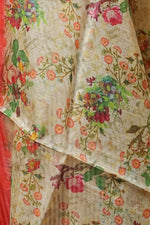 Load image into Gallery viewer, Cream Silk Dupatta with Vibrant Digital Floral Print for Ethnic Elegance