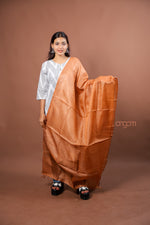 Load image into Gallery viewer, Peach Plain Silk Dupatta with Elegant Soft Sheen for Ethnic Styling