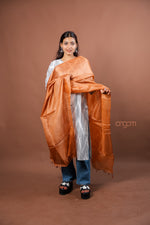 Load image into Gallery viewer, Peach Plain Silk Dupatta with Elegant Soft Sheen for Ethnic Styling