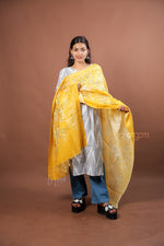 Load image into Gallery viewer, Mustard Linen Dupatta with Delicate Digital Floral Print for Graceful Ethnic Elegance