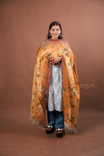 Load image into Gallery viewer, Peach Linen Dupatta with Elegant Digital Floral Print for Timeless Ethnic Charm