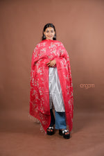 Load image into Gallery viewer, Coral Linen Dupatta with Elegant Digital Floral Print for Everyday Ethnic Grace