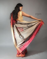 Load image into Gallery viewer, Kolika Dupion Silk Saree – Red & Beige Elegant Traditional Wear