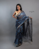 Load image into Gallery viewer, Kota Viscose Saree – Blue Tie-Dye with Elegant Border