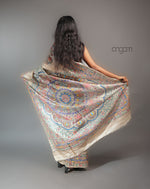 Load image into Gallery viewer, Hand Painted Tussar Silk Saree – Elegant Beige Madhubani Art