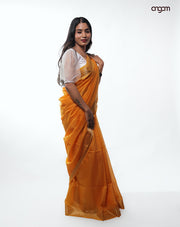 Elegant Mustard Yellow Kota Viscose Saree with Subtle Golden Border