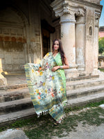 Load image into Gallery viewer, Vibrant Multicolor Tussar Silk Dupatta with Artistic Floral Stripes
