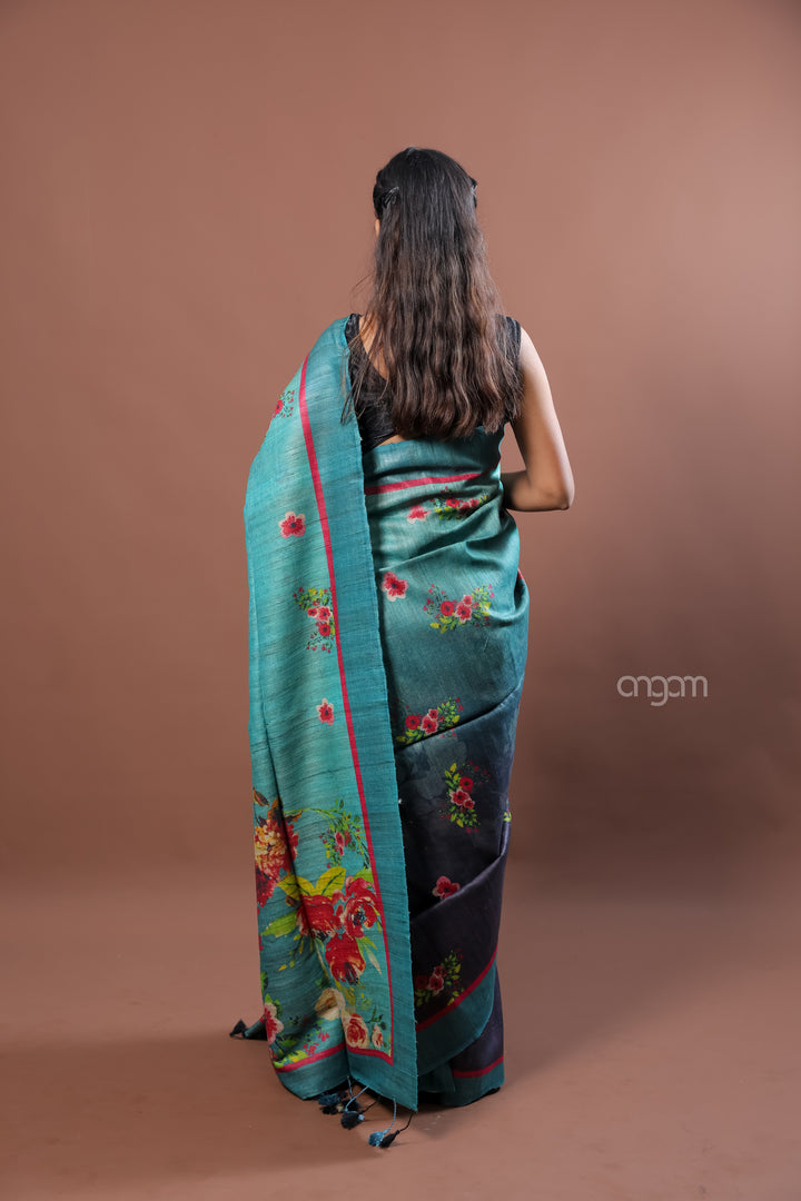 Kolika Ghicha Digital Print Saree with Elegant Floral Designs