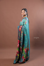 Load image into Gallery viewer, Kolika Ghicha Digital Print Saree with Elegant Floral Designs

