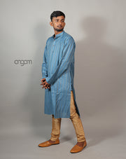 Sky Blue Cotton Viscose Kurta for Men – Festive Wear