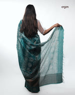 Load image into Gallery viewer, Elegant Green Kota Viscose Saree with Intricate White Woven Patterns
