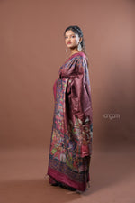 Load image into Gallery viewer, Kolika Tussar Digital Print Saree in Maroon with Artistic Motifs

