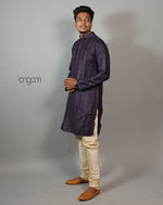 Load image into Gallery viewer, Classic Dark Purple Cotton Viscose Kurta for Men - Ethnic Wear
