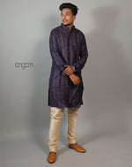 Load image into Gallery viewer, Classic Dark Purple Cotton Viscose Kurta for Men - Ethnic Wear
