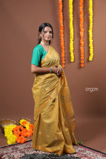 Load image into Gallery viewer, Elegant Mustard Yellow Liva Saree with Subtle Woven Designs
