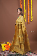 Load image into Gallery viewer, Elegant Mustard Yellow Liva Saree with Subtle Woven Designs
