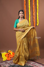 Load image into Gallery viewer, Elegant Mustard Yellow Liva Saree with Subtle Woven Designs
