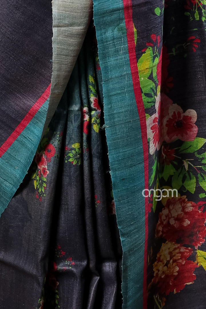 Kolika Ghicha Digital Print Saree with Floral and Elegant Patterns