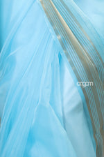 Load image into Gallery viewer, Elegant Sky Blue Organza Saree with Golden Border and Sheen
