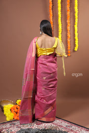 Pink Liva Saree with Subtle Zari Accents and Elegant Drape