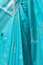 Load image into Gallery viewer, Sky Blue Kota Viscose Digital Print Saree with Floral Accents

