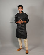Load image into Gallery viewer, Elegant Black Cotton Viscose Kurta for Men – Festive Wear
