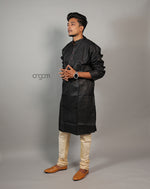 Load image into Gallery viewer, Elegant Black Cotton Viscose Kurta for Men – Festive Wear
