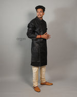 Load image into Gallery viewer, Elegant Black Cotton Viscose Kurta for Men – Festive Wear
