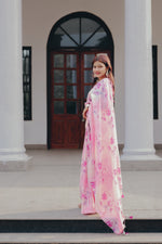 Load image into Gallery viewer, Light Pink Silk Saree with Elegant Floral Print Detailing
