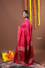 Load image into Gallery viewer, Pink Art Dupion Saree with Subtle Motifs and Elegant Border

