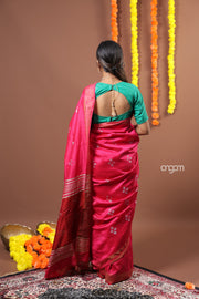 Pink Art Dupion Saree with Subtle Motifs and Elegant Border