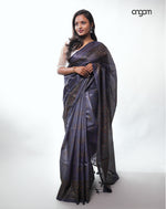Load image into Gallery viewer, Graceful Black and Blue Kota Viscose Saree with Ethnic Prints
