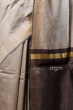 Load image into Gallery viewer, Elegant Beige Tussar Silk Saree with Dark Brown Border
