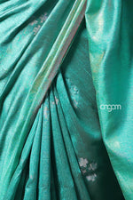 Load image into Gallery viewer, Green Art Dupion Saree with Elegant Motifs and Contrast Border
