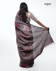 Purple Cotton Slub Saree with Intricate Border and Artistic Pallu