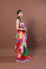 Load image into Gallery viewer, Vibrant Multicolor Abstract Print Linen Digital Saree for Elegant Look
