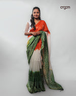 Load image into Gallery viewer, Tricolor Tie-Dye Kota Viscose Saree with Traditional Patterns
