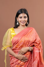 Load image into Gallery viewer, Graceful Peach Banswara Embroidery Saree with Delicate Threadwork Detailing
