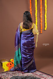 Royal Blue Art Dupion Saree with Elegant Woven Detailing