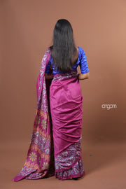 Graceful Purple Cotton Silk Saree with Elegant Paisley Designs